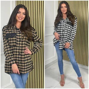 Shacket Famous Print Leather Pockets