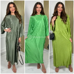 Glossy Zigzag Maxi Round Neck Dress