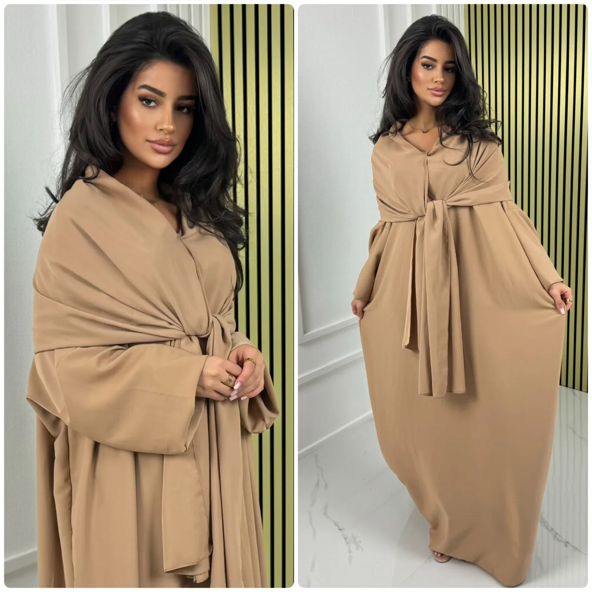 Super Oversized Gloss Abaya With Headscarf MADE IN ITALY - Afbeelding 4