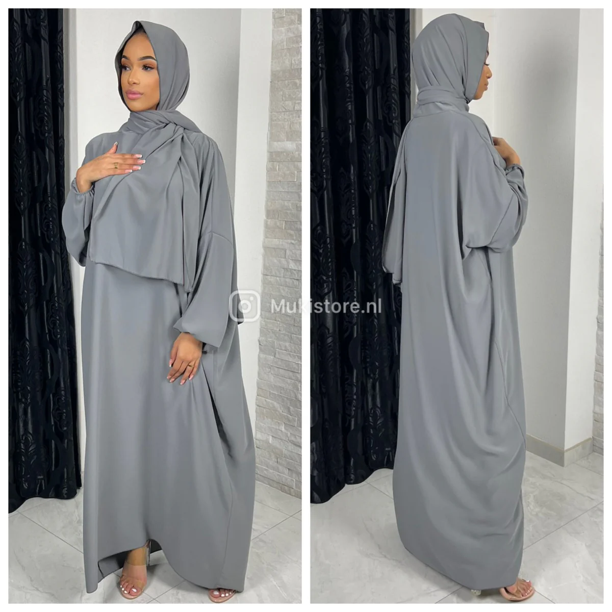 Super Oversized Abaya With Headscarf MADE IN ITALY - Afbeelding 4