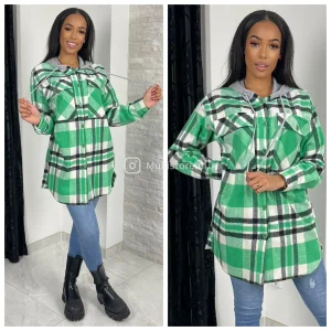 Plaid Soft Shacket Hoodie