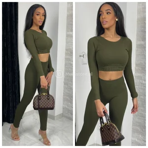 Long Sleeve Crop Premium Quality Ribbed Set 319