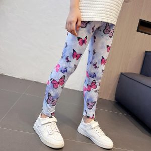 Legging met paarse en roze vlinders