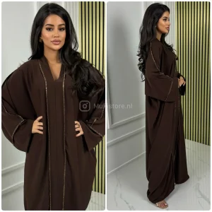 Mid Line Double Golden Seam V Neck Abaya