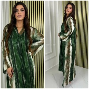 Muliticolor V Neck Silk Maxi