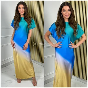 Satin Dress Multicolor Short Sleeve