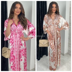 Tie Belt Oriental Satin Maxi Blouse Dress Tiktok Hit