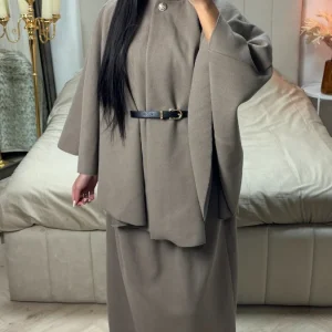 Oversized Belt Poncho + Skirt Set