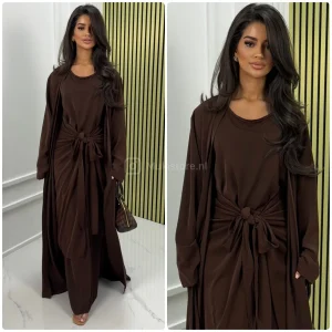 Oversized Kimono+ Dress +  Tie Belt Knot Waist Skirt Set