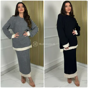 Oversized Knitwear Skirt Set Line Detail