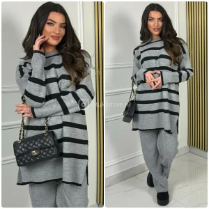 Oversized Long Top Stripes Set CLD-702