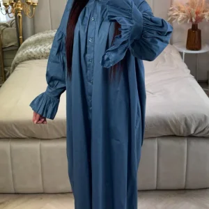 Oversized Maxi Blouse Pleated Detail