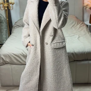 Oversized Military Teddy Jacket Golden Buttons