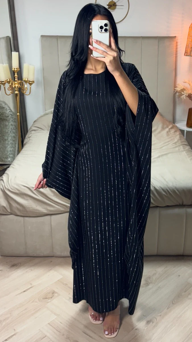 Oversized Strass Butterfly Abaya Inside Tie Belt - Afbeelding 5