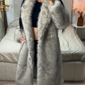 Oversized Thick Maxi Faux Fur Coat Pockets