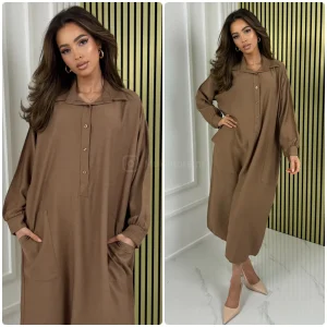 Perfect Oversized Blouse Dress Pocket Details