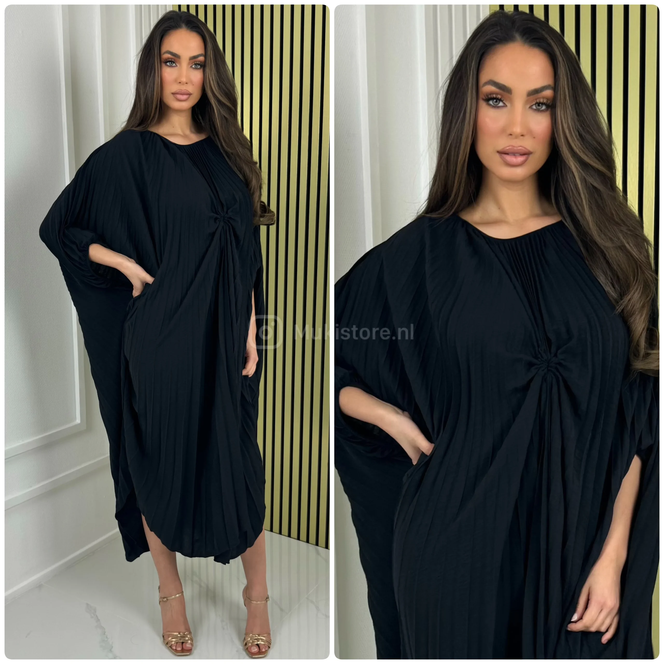 Pleated Oversized Wrap Detail Dress - Afbeelding 9