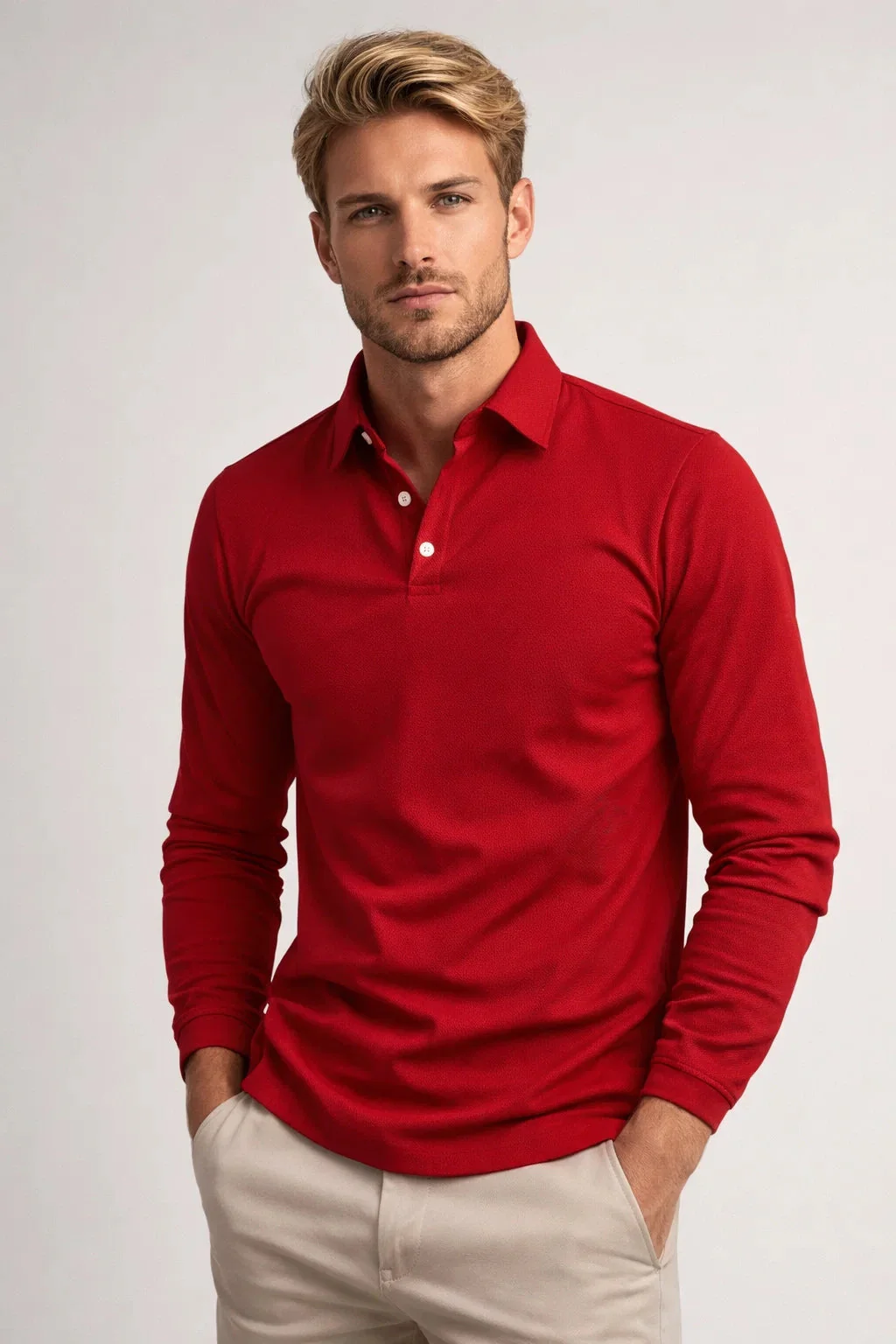 polo heren lange mouw | Modern & Comfortabel | Met kraag | Herfst - Afbeelding 2