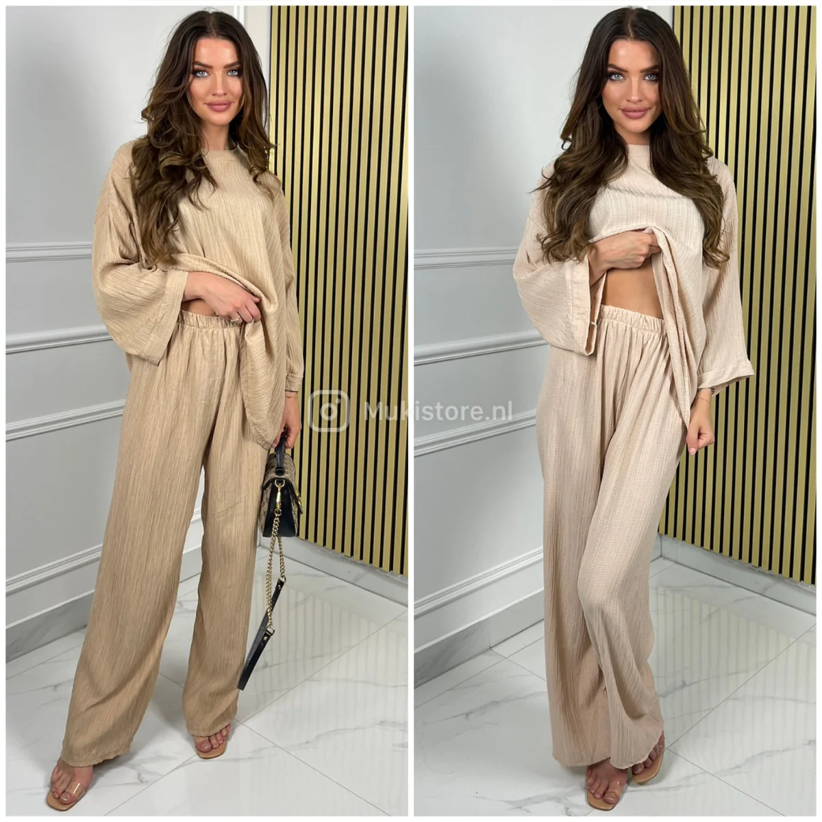 2psc Wide Legs Set Premium Stripe 3D Material - Afbeelding 4