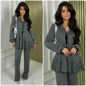 Ruffle Detail 3 Ties Knitwear Set