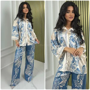 Satin Blouse Print Summer Set