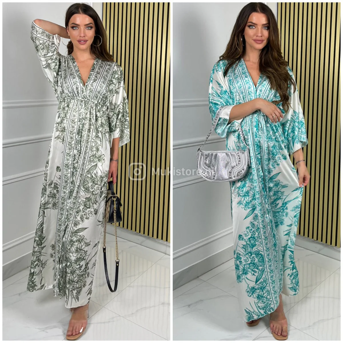 Tie Belt Oriental Satin Maxi Blouse Dress Tiktok Hit - Afbeelding 6