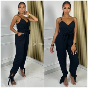 Tie Belt Strap Jumpsuit Ankle Knot Detail