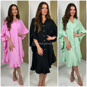 Super Soft Cheesecloth Blouse Dress Oversized Ruffle Detail