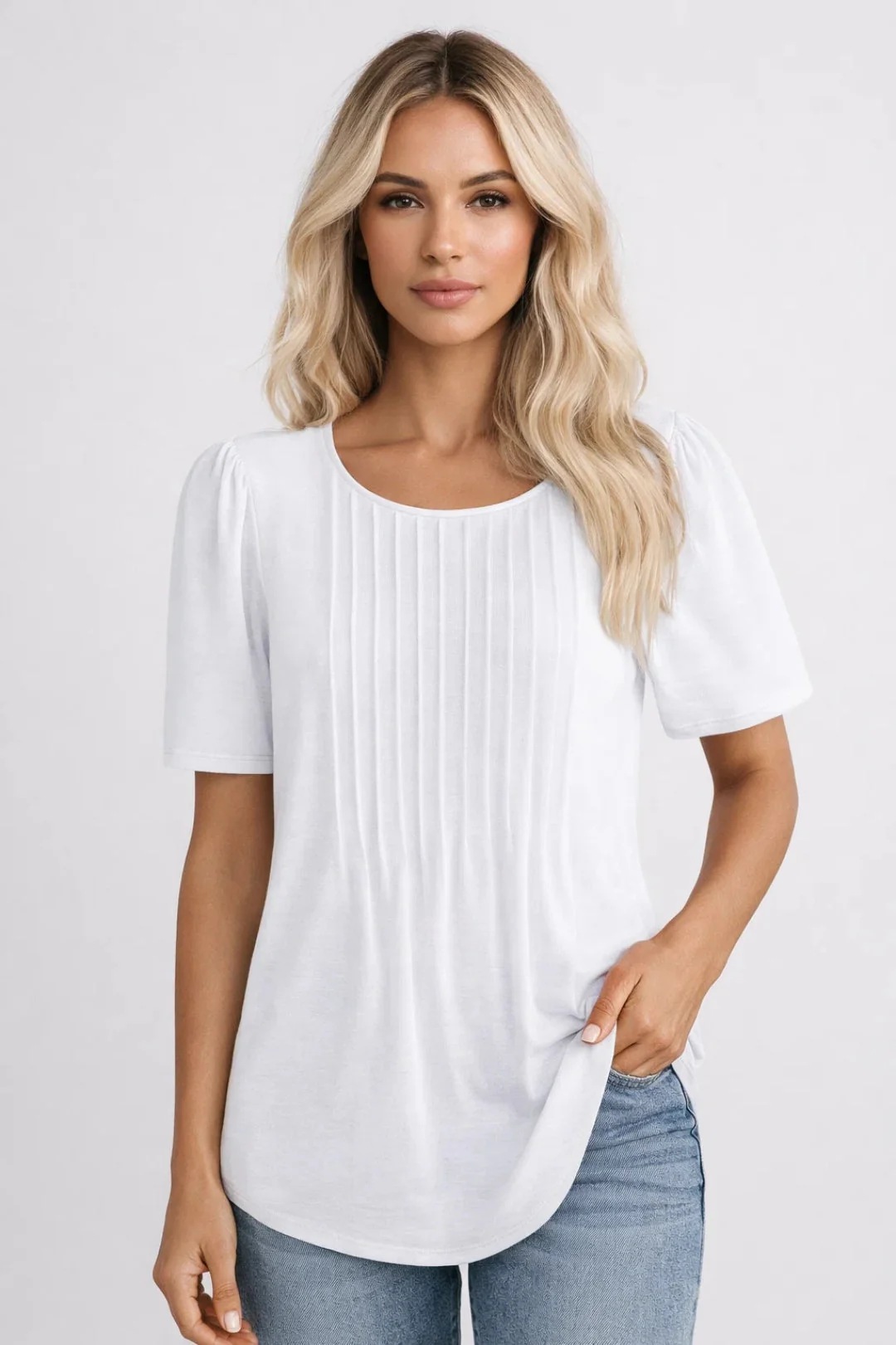 t-shirt dames | Casual & Comfortabel | Met plooien | Zomer - Afbeelding 2