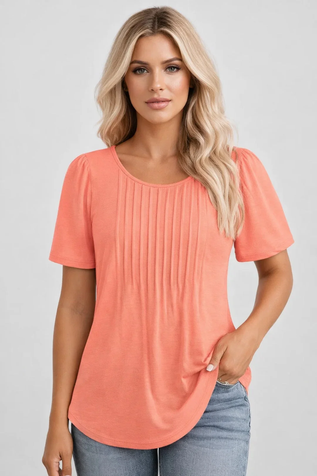 t-shirt dames | Casual & Comfortabel | Met plooien | Zomer - Afbeelding 3