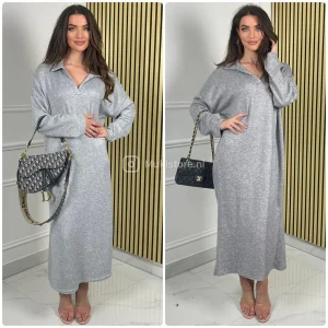 Thick Super Soft V Neck Collar Maxi Dress