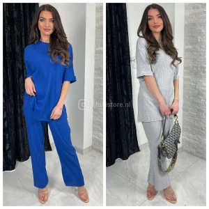 Short Folded Sleeves Thin Ribbed Musthave Set