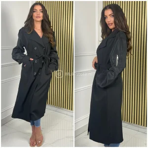 Special Sleeves Trenchcoat Tie Belt Zip Detail