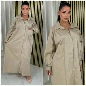 V Neck Blouse Maxi Double Pocket Detail