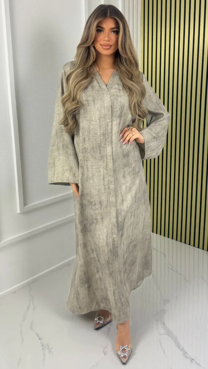 V Neck Oversized Minimalist Maxi Dress - Afbeelding 2