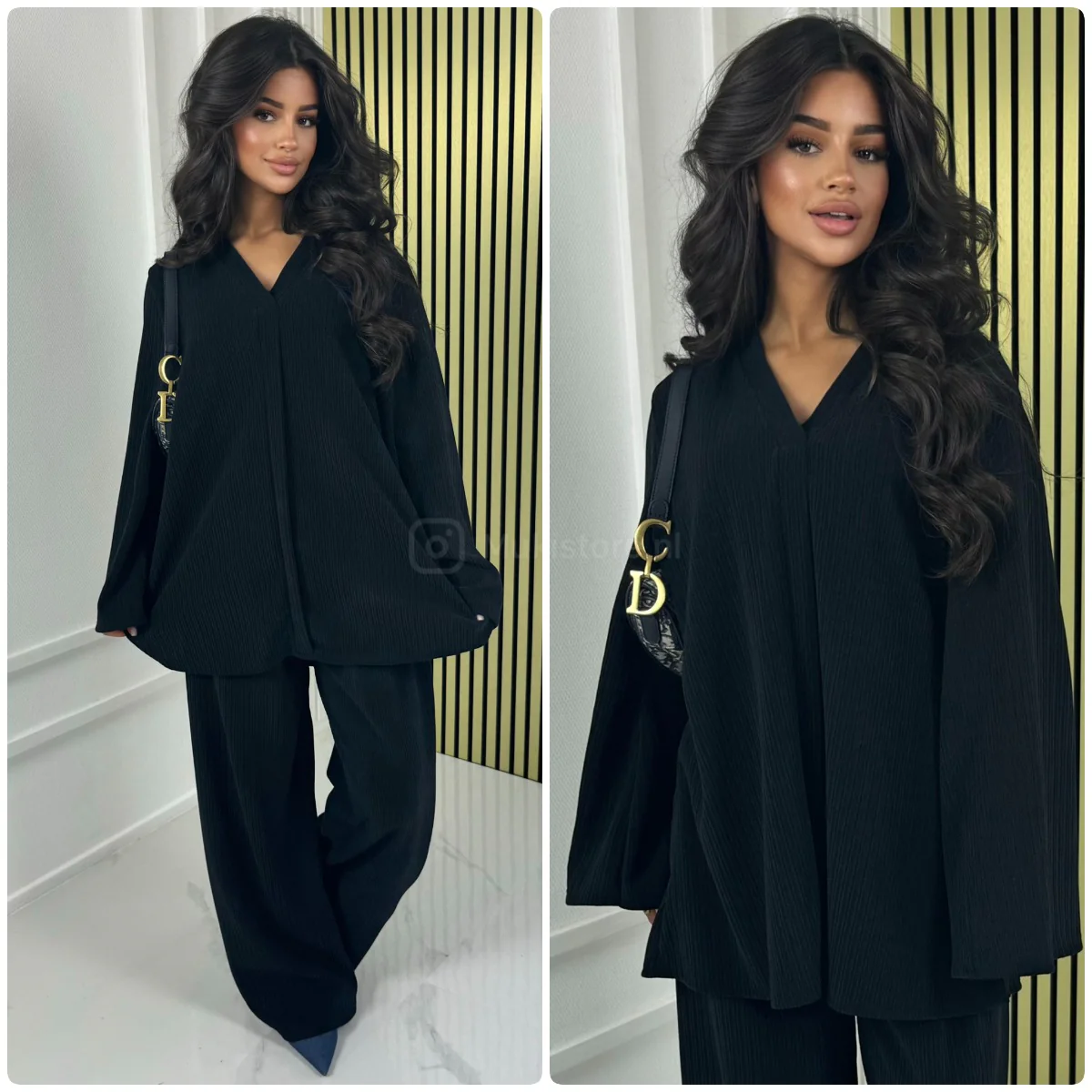 V Neck Oversized Thick Corduroy Set