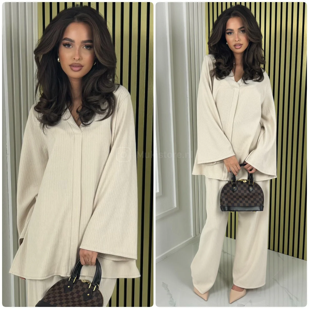 V Neck Oversized Thick Corduroy Set - Afbeelding 8