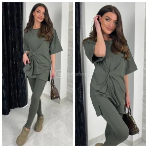 Oversized Wrapped Top Splits + Legging Set Terry Cotton