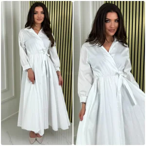 Wrap Dress Tie Belt Pleated