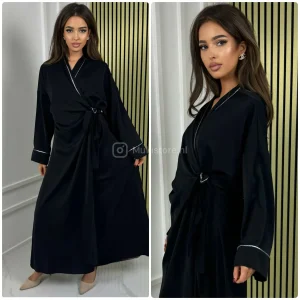 Wrapped Kimono Tie Belt Silver Detail