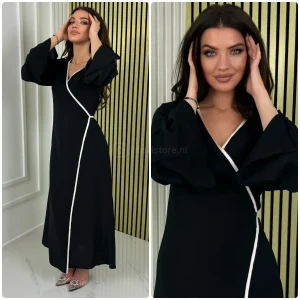 Wrapped Tie Belt Kimono Stripe Detail