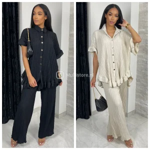 Zigzag Ruffle Set Golden Buttons