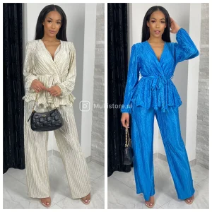 Glossy Zigzag Tie Belt Set