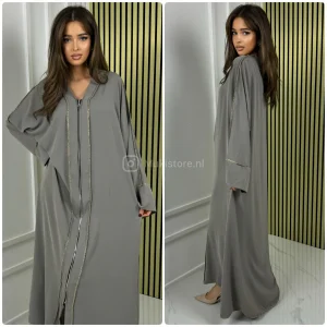 Zipper Abaya Golden Seam Detail